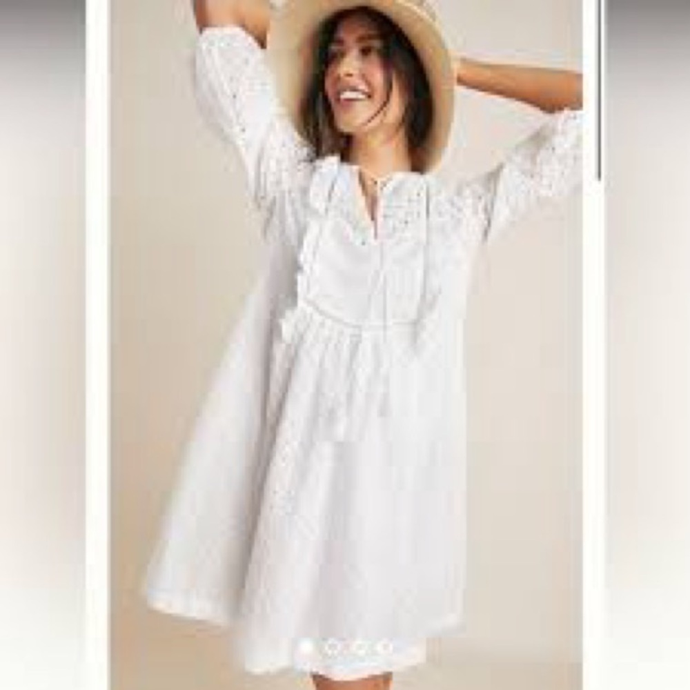 Anthropologie Thames Dress in White Eyelet